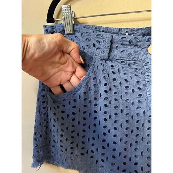 Beachy Boho Women's Blue Eyelet Lace Medium‎ Rise Cutoff Shorts Size S Resort - Picture 6 of 16